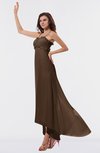 ColsBM Libby Chocolate Brown Romantic Empire Chiffon Tea Length Ruffles Bridesmaid Dresses