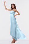 ColsBM Libby Ice Blue Romantic Empire Chiffon Tea Length Ruffles Bridesmaid Dresses