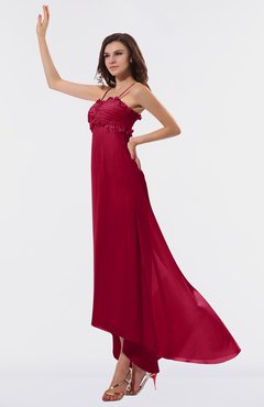 ColsBM Libby Maroon Romantic Empire Chiffon Tea Length Ruffles Bridesmaid Dresses