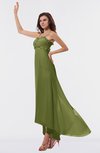 ColsBM Libby Olive Green Romantic Empire Chiffon Tea Length Ruffles Bridesmaid Dresses