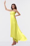 ColsBM Libby Pale Yellow Romantic Empire Chiffon Tea Length Ruffles Bridesmaid Dresses