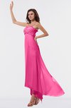 ColsBM Libby Rose Pink Romantic Empire Chiffon Tea Length Ruffles Bridesmaid Dresses