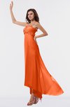 ColsBM Libby Tangerine Romantic Empire Chiffon Tea Length Ruffles Bridesmaid Dresses