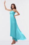ColsBM Libby Turquoise Romantic Empire Chiffon Tea Length Ruffles Bridesmaid Dresses