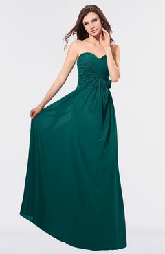 ColsBM Danica Shaded Spruce Simple Sheath Sweetheart Backless Floor Length Pleated Bridesmaid Dresses