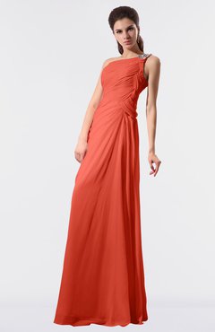 ColsBM Moriah Living Coral Simple Sheath Sleeveless Chiffon Floor Length Sequin Bridesmaid Dresses