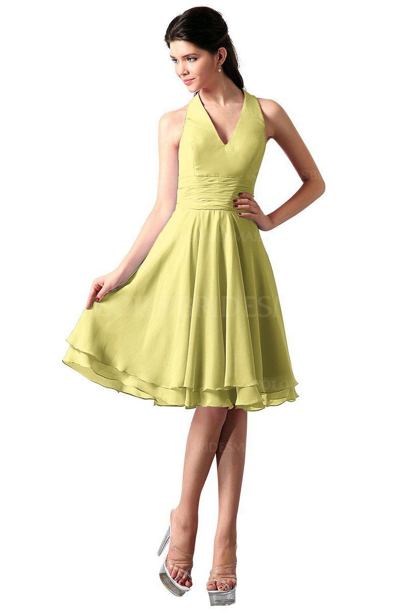 pastel yellow chiffon dress