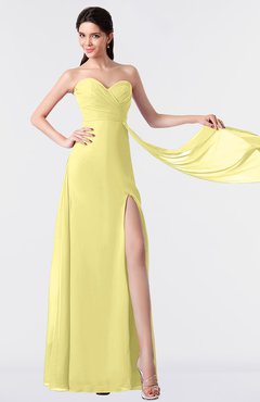ColsBM Vivian Pastel Yellow Modern A-line Sleeveless Backless Split-Front Bridesmaid Dresses