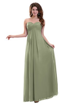 ColsBM Annalee Moss Green Plain Sweetheart Sleeveless Backless Chiffon Floor Length Bridesmaid Dresses
