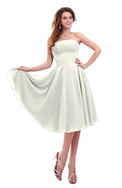 ColsBM Lena Cream Plain Strapless Zip up Knee Length Pleated Prom Dresses