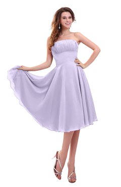 ColsBM Lena Pastel Lilac Plain Strapless Zip up Knee Length Pleated Prom Dresses