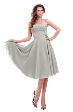 ColsBM Lena Platinum Plain Strapless Zip up Knee Length Pleated Prom Dresses