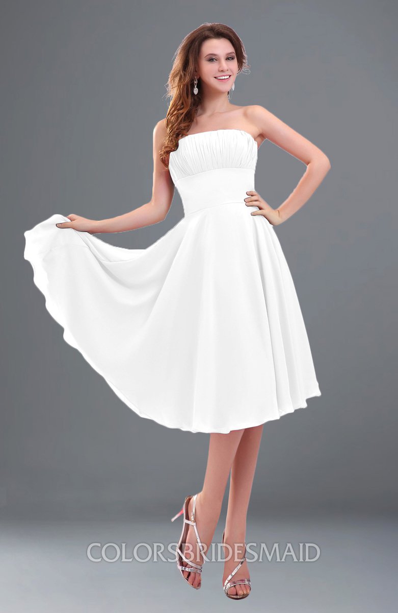 plain white strapless dress