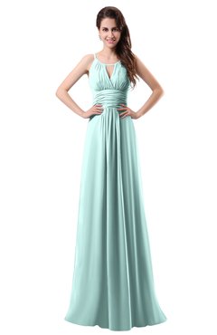 ColsBM Daisy Blue Glass Simple Column Scoop Chiffon Ruching Bridesmaid Dresses