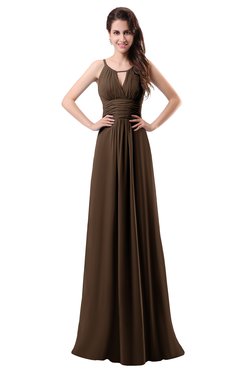 ColsBM Daisy Chocolate Brown Simple Column Scoop Chiffon Ruching Bridesmaid Dresses