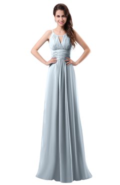 ColsBM Daisy Illusion Blue Simple Column Scoop Chiffon Ruching Bridesmaid Dresses