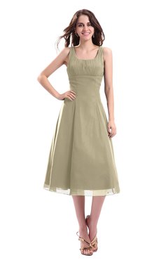 ColsBM Annabel Candied Ginger Simple A-line Chiffon Tea Length Pleated Cocktail Dresses
