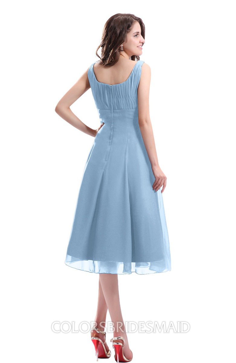 Dusty Blue Tea Length Dress Best Sale ...