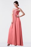 ColsBM Nayeli Coral Plain Empire Sleeveless Zip up Floor Length Pleated Bridesmaid Dresses
