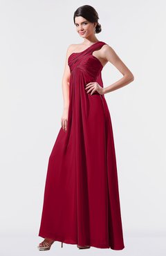 ColsBM Nayeli Maroon Plain Empire Sleeveless Zip up Floor Length Pleated Bridesmaid Dresses
