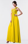 ColsBM Nayeli Yellow Plain Empire Sleeveless Zip up Floor Length Pleated Bridesmaid Dresses