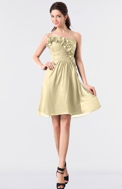 ColsBM Coraline Cornhusk Plain A-line Strapless Sleeveless Chiffon Ruching Little Black Dresses