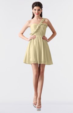 ColsBM Keyla Cornhusk Romantic A-line One Shoulder Zipper Chiffon Mini Graduation Dresses