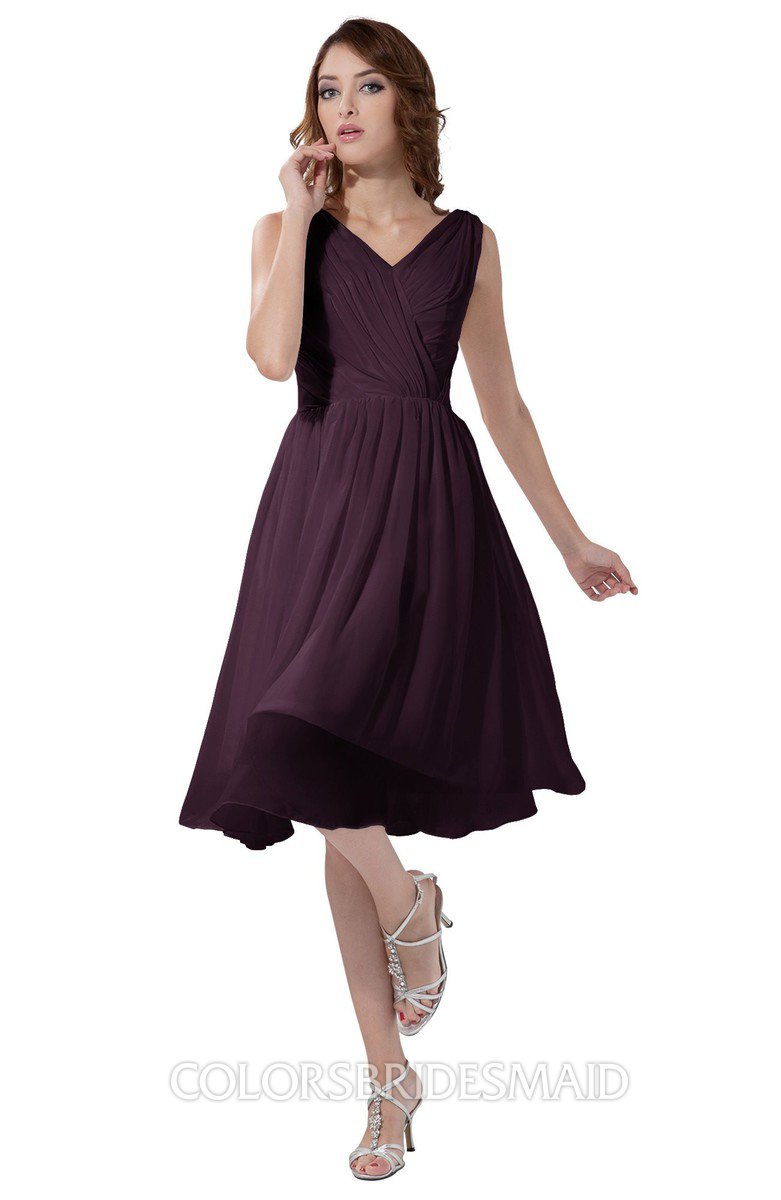 knee length plum dress