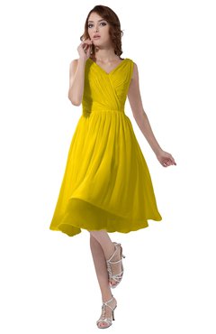 ColsBM Alexis Alpine Green Simple A-line V-neck Zipper Knee Length Ruching Party Dresses