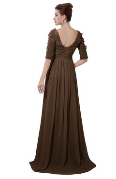 ColsBM Emily Chocolate Brown Casual A-line Sabrina Elbow Length Sleeve Backless Beaded Bridesmaid Dresses