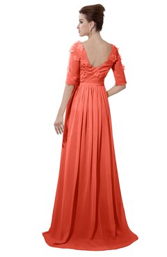 ColsBM Emily Living Coral Casual A-line Sabrina Elbow Length Sleeve Backless Beaded Bridesmaid Dresses