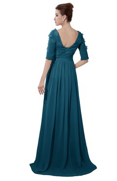 ColsBM Emily Moroccan Blue Casual A-line Sabrina Elbow Length Sleeve Backless Beaded Bridesmaid Dresses