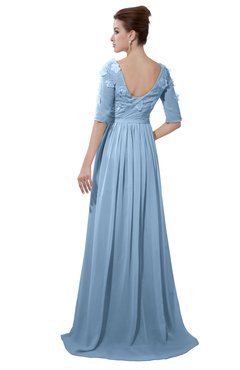 ColsBM Emily Sky Blue Casual A-line Sabrina Elbow Length Sleeve Backless Beaded Bridesmaid Dresses