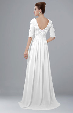 ColsBM Emily White Casual A-line Sabrina Elbow Length Sleeve Backless Beaded Bridesmaid Dresses