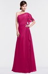 ColsBM Louisa Beetroot Purple Simple A-line Short Sleeve Half Backless Floor Length Ruffles Bridesmaid Dresses
