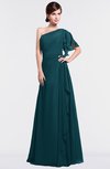 ColsBM Louisa Blue Green Simple A-line Short Sleeve Half Backless Floor Length Ruffles Bridesmaid Dresses