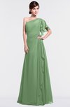 ColsBM Louisa Fair Green Simple A-line Short Sleeve Half Backless Floor Length Ruffles Bridesmaid Dresses