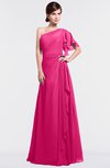 ColsBM Louisa Fandango Pink Simple A-line Short Sleeve Half Backless Floor Length Ruffles Bridesmaid Dresses