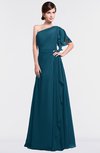ColsBM Louisa Moroccan Blue Simple A-line Short Sleeve Half Backless Floor Length Ruffles Bridesmaid Dresses
