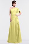 ColsBM Louisa Pastel Yellow Simple A-line Short Sleeve Half Backless Floor Length Ruffles Bridesmaid Dresses