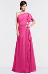 ColsBM Louisa Rose Pink Simple A-line Short Sleeve Half Backless Floor Length Ruffles Bridesmaid Dresses
