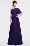 ColsBM Louisa Royal Purple Simple A-line Short Sleeve Half Backless Floor Length Ruffles Bridesmaid Dresses