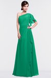 ColsBM Louisa Sea Green Simple A-line Short Sleeve Half Backless Floor Length Ruffles Bridesmaid Dresses