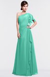 ColsBM Louisa Seafoam Green Simple A-line Short Sleeve Half Backless Floor Length Ruffles Bridesmaid Dresses