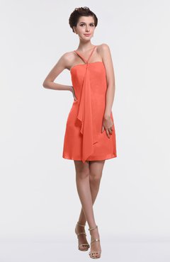 ColsBM Aliya Living Coral Informal Sheath Zipper Chiffon Mini Plainness Prom Dresses