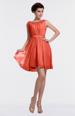 ColsBM Farrah Living Coral Hawaiian Bateau Sleeveless Zipper Ribbon Cocktail Dresses
