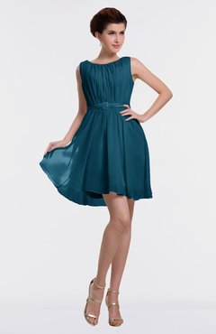 ColsBM Farrah Moroccan Blue Hawaiian Bateau Sleeveless Zipper Ribbon Cocktail Dresses