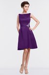 ColsBM Gloria Amaranth Purple Plain A-line Sleeveless Satin Knee Length Graduation Dresses