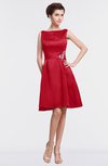 ColsBM Gloria Chinese Red Plain A-line Sleeveless Satin Knee Length Graduation Dresses