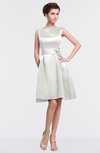 ColsBM Gloria Cloud White Plain A-line Sleeveless Satin Knee Length Graduation Dresses